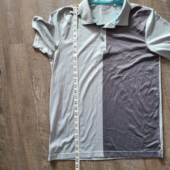 Puma Men's Size Medium PWR Cool Golf Polo Short Sleeve Colorblock Grey - Picture 8 of 8